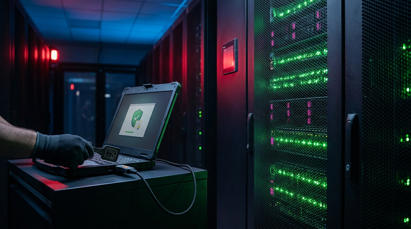 A secure server rack issuing CAWG certificates used in C2PA for enterprise video verification.